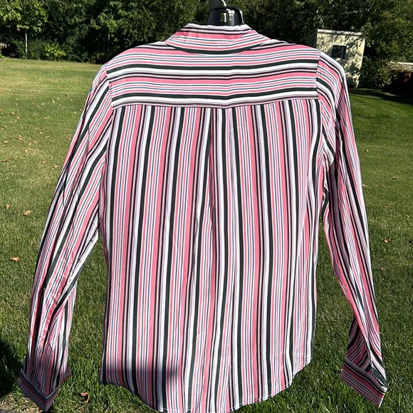 NWOT Etcetera Striped Blouse Pink and Green Size 2 - Picture 11 of 16